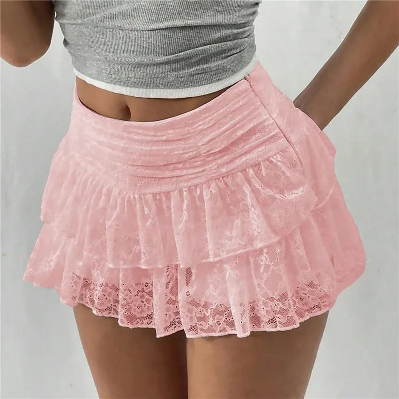 Lace Ruffle Tiered Bloomer Skirt