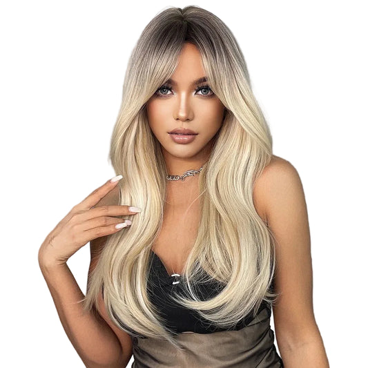 Ombre Blonde Wig with Bangs
