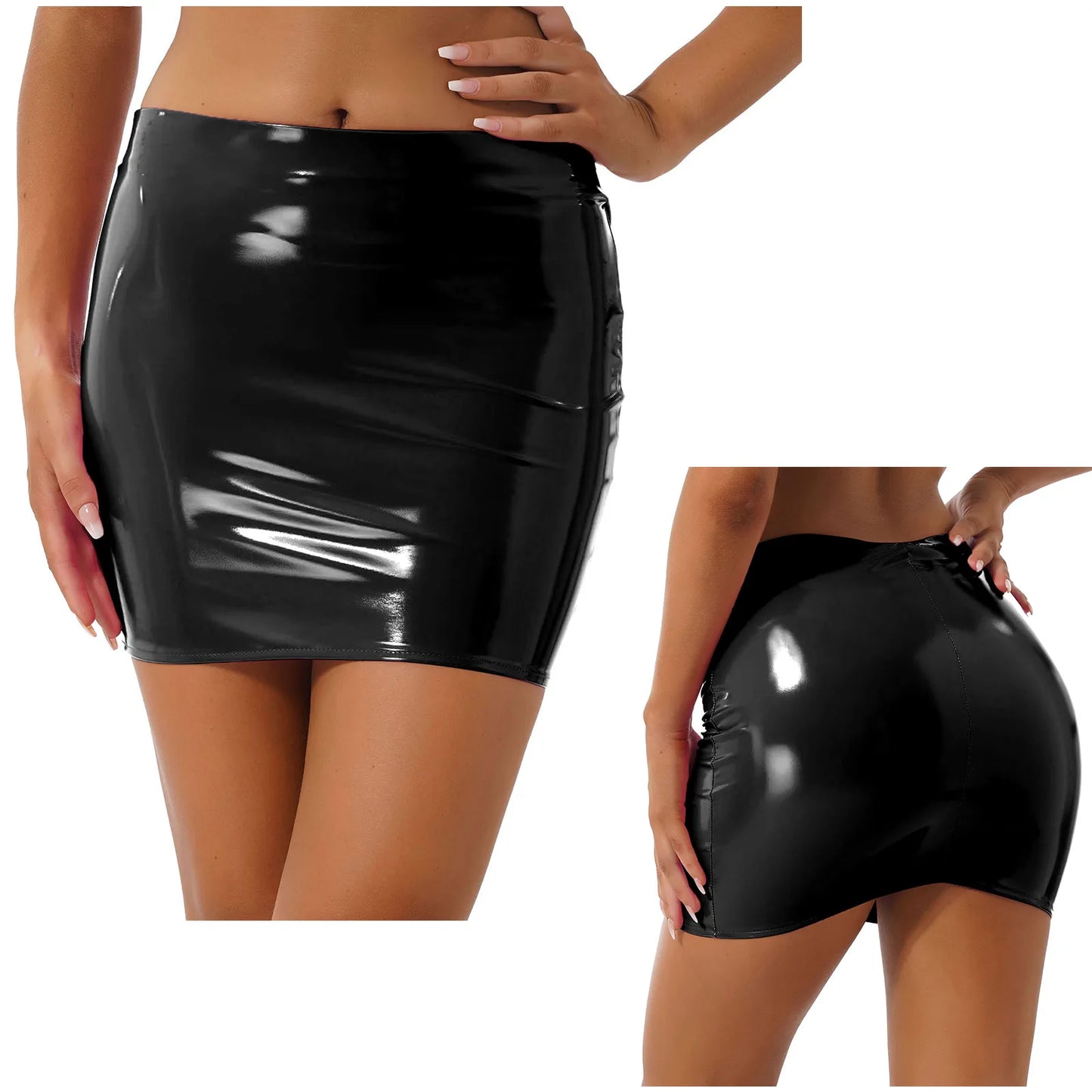 Glossy Patent Leather Mini Skirt