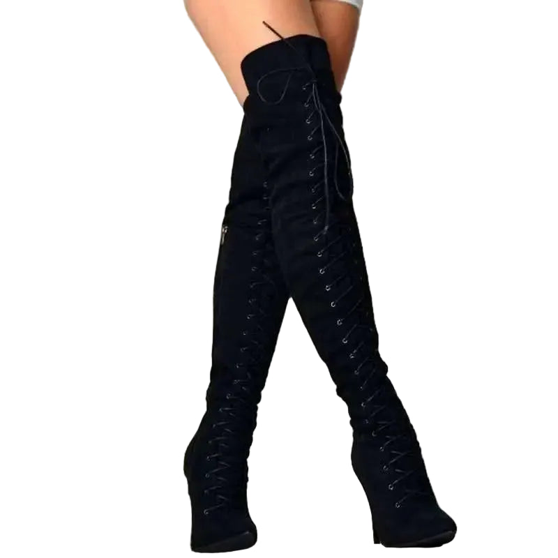 Pointed Toe Stiletto Knee High Boots