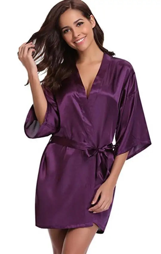 Silky Satin Kimono Dressing Robe