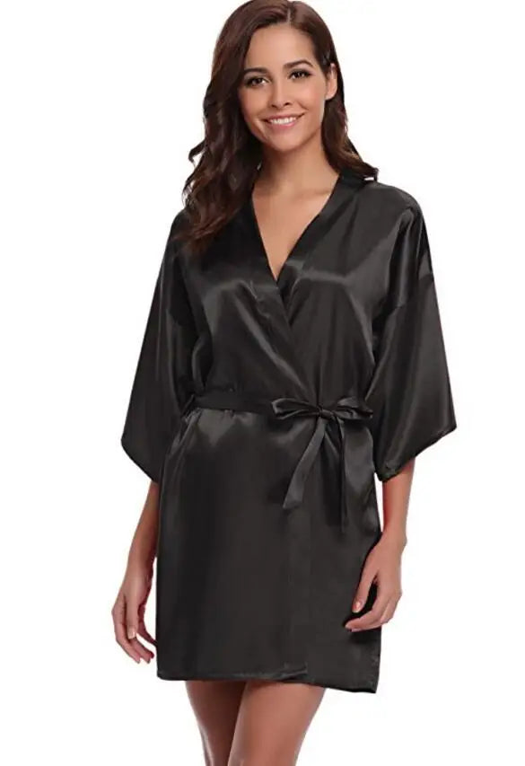 Silky Satin Kimono Dressing Robe