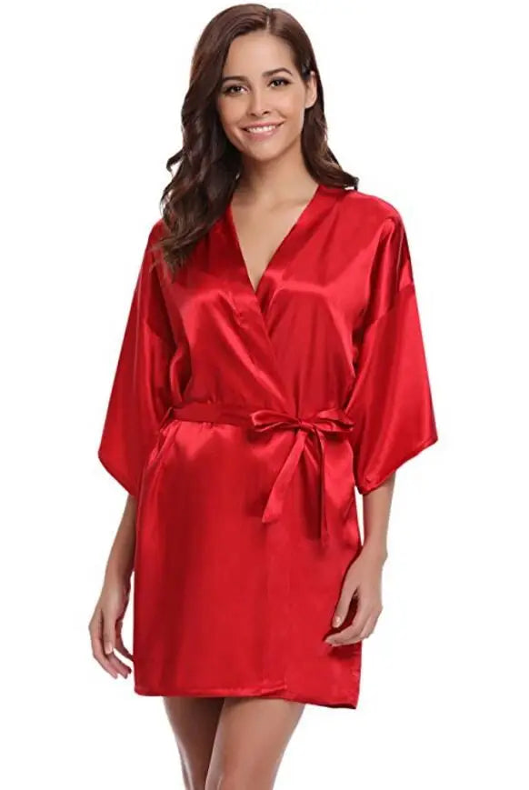 Silky Satin Kimono Dressing Robe