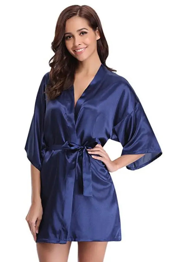 Silky Satin Kimono Dressing Robe