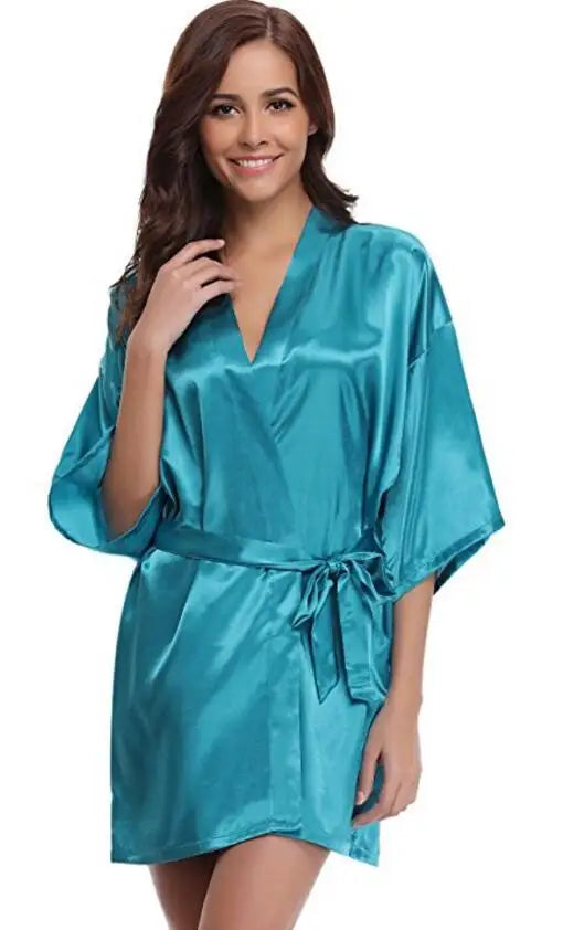 Silky Satin Kimono Dressing Robe