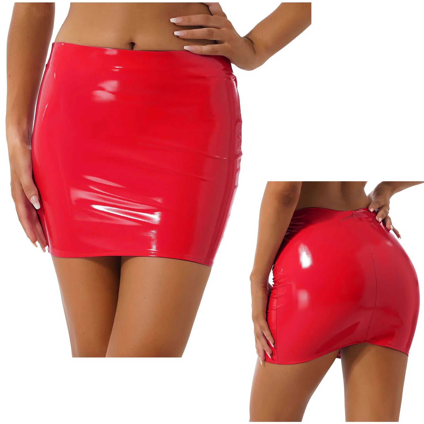 Glossy Patent Leather Mini Skirt
