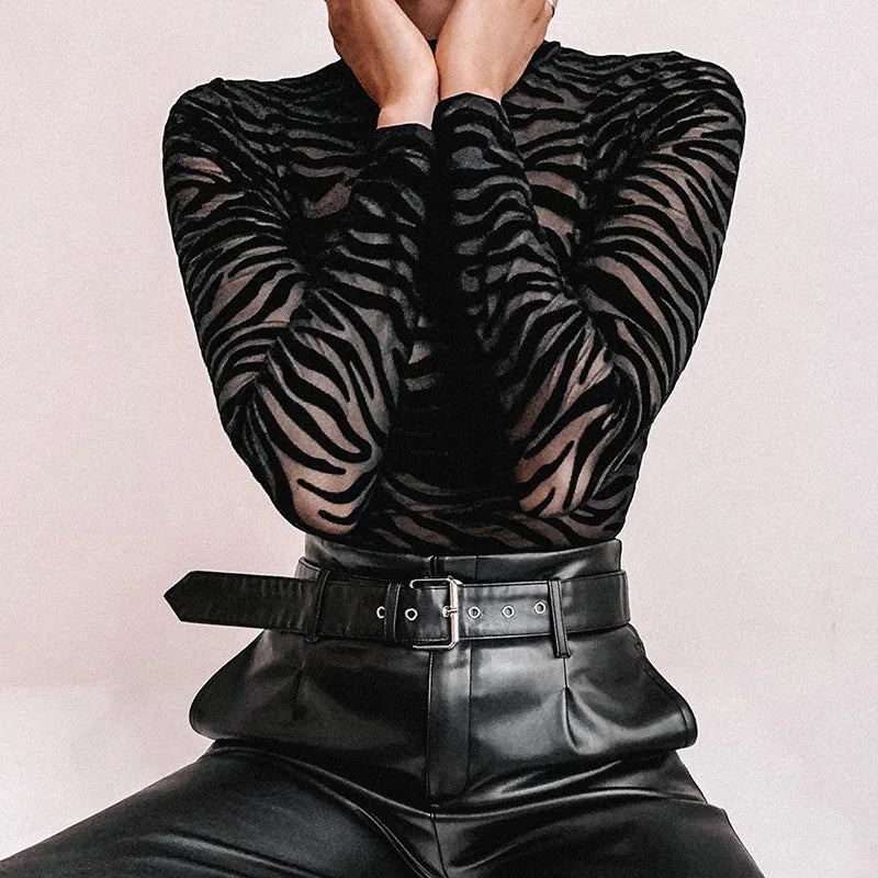 Mesh Zebra Print Bodysuit