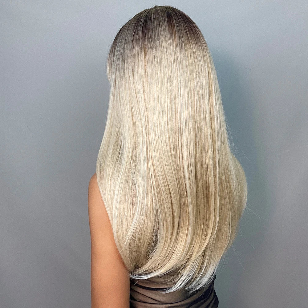 Ombre Blonde Wig with Bangs
