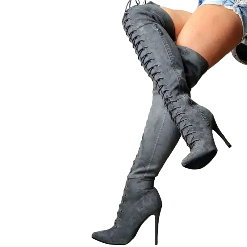 Pointed Toe Stiletto Knee High Boots