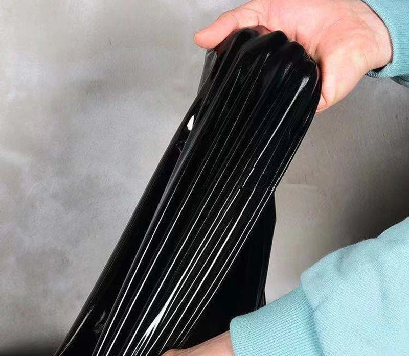 Faux Latex Ruffles Midi Skirt