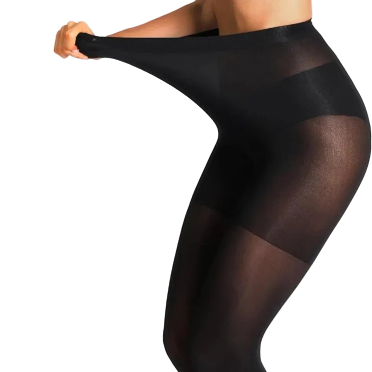 Sheer Black Control Top Tights