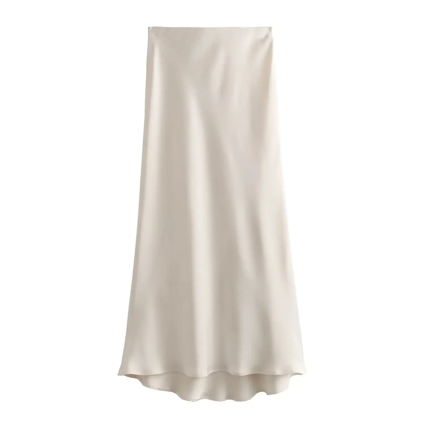 High Waist Satin Midi Skirt