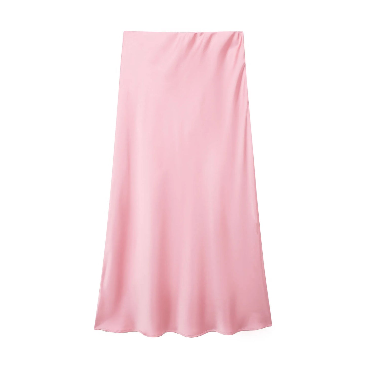High Waist Satin Midi Skirt