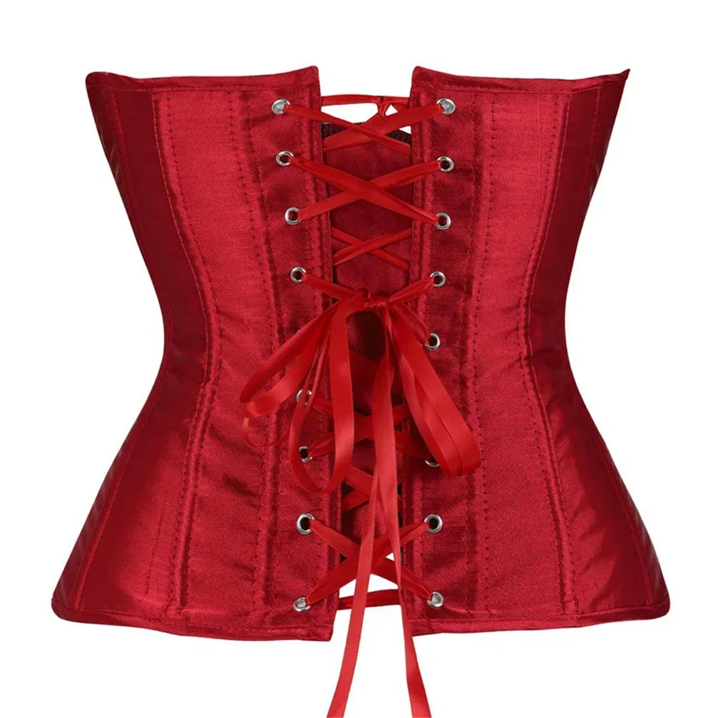 Satin Lace Up Corset Bustier
