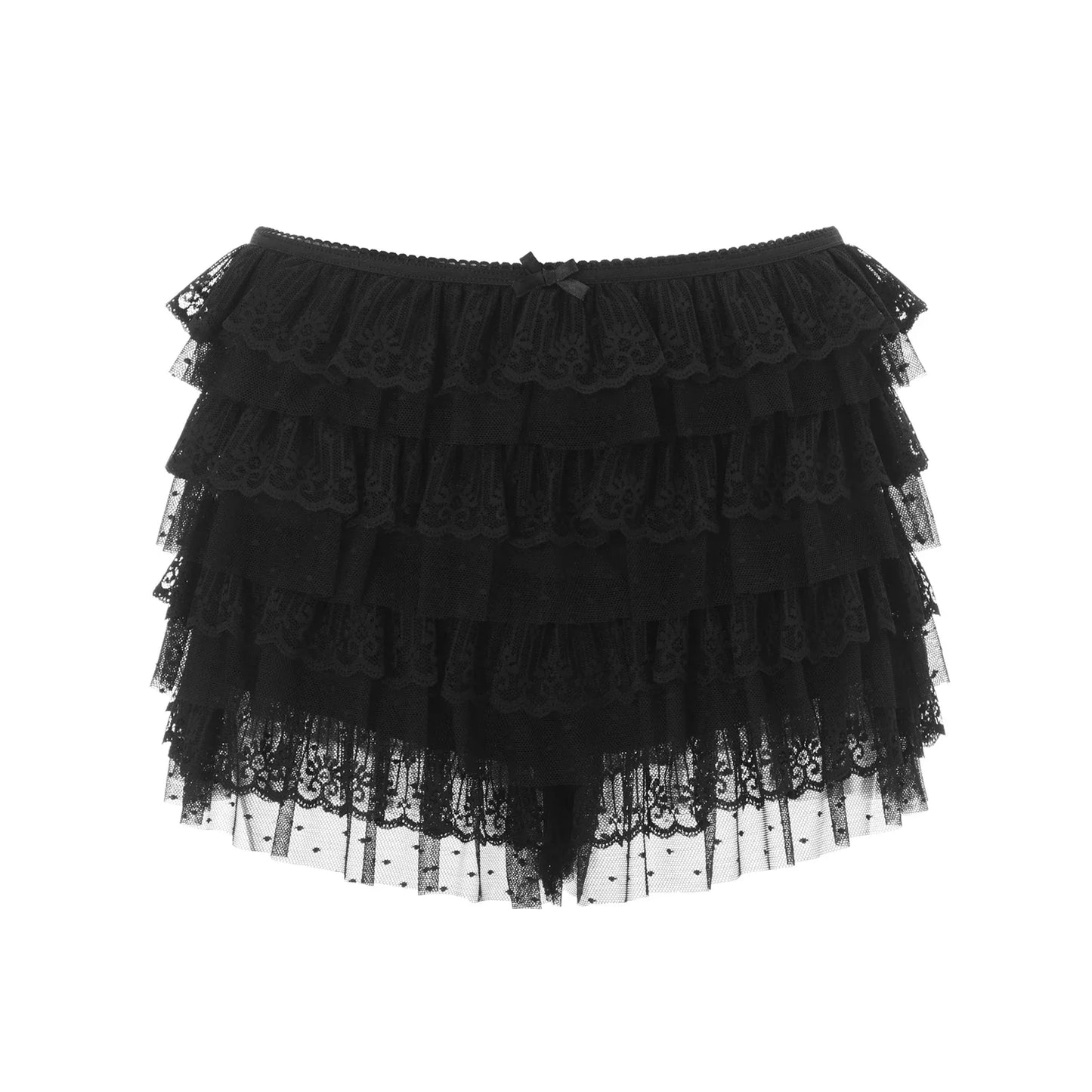 Mesh Lace Ruffle Bloomer Shorts