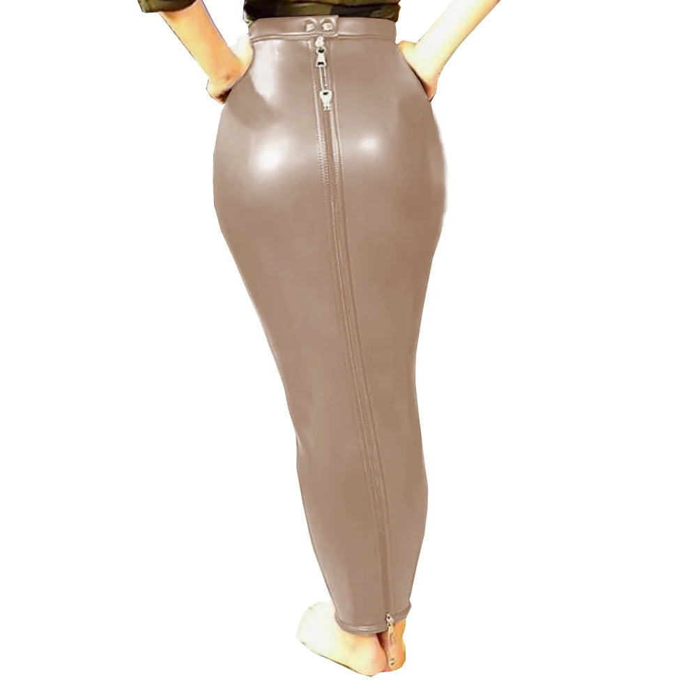 PU Leather Lockable Hobble Skirt
