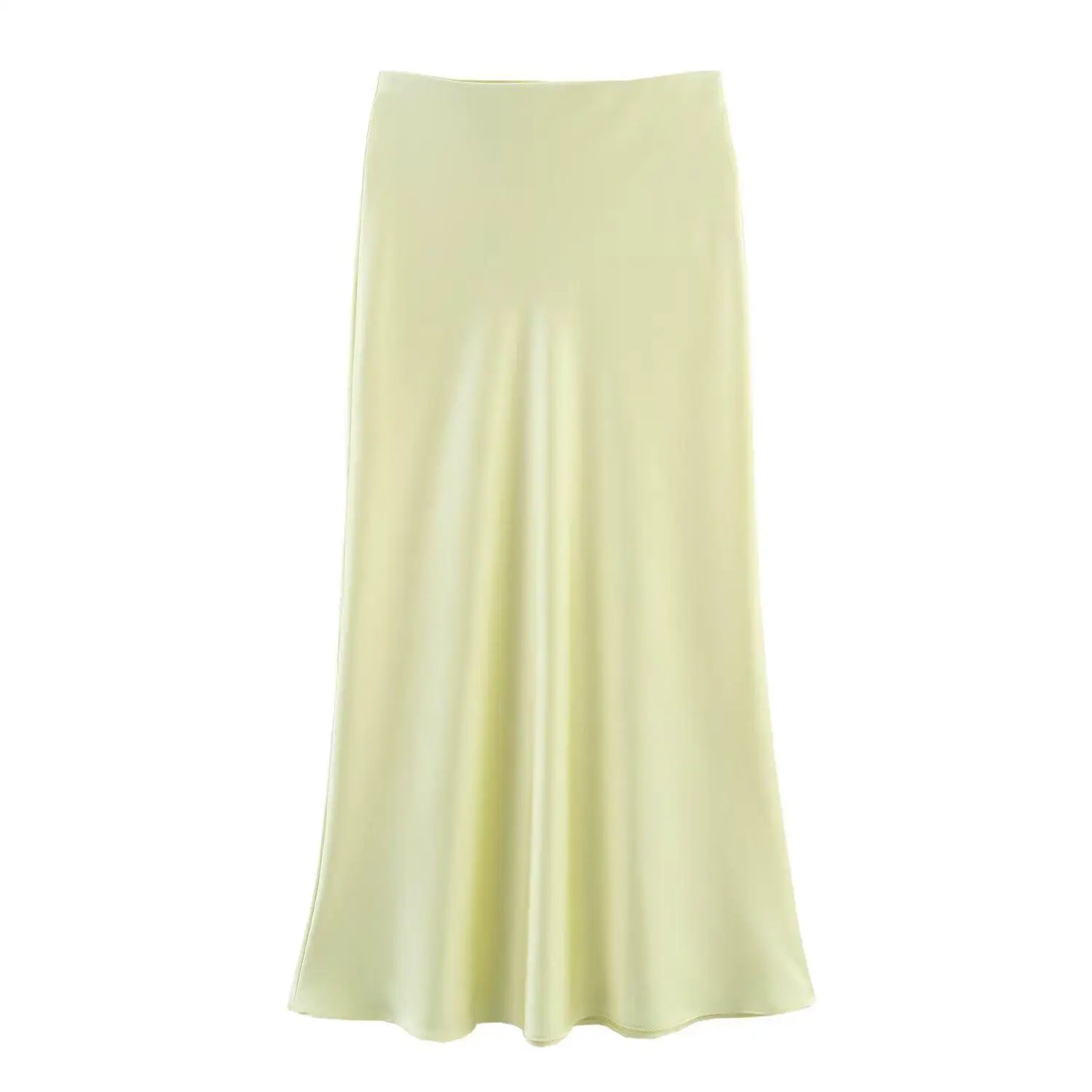 High Waist Satin Midi Skirt