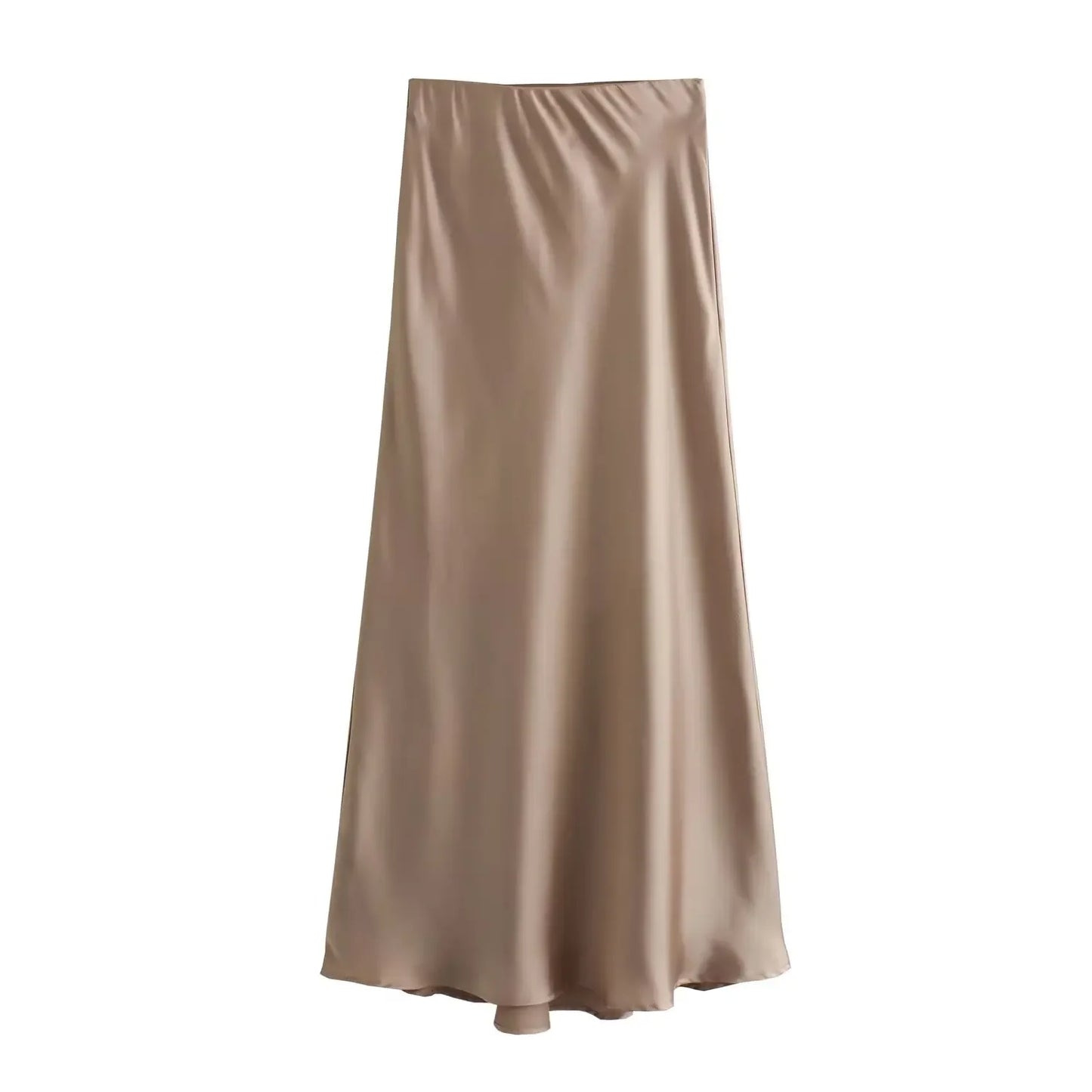 High Waist Satin Midi Skirt