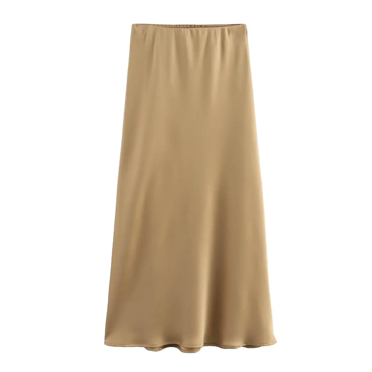 High Waist Satin Midi Skirt