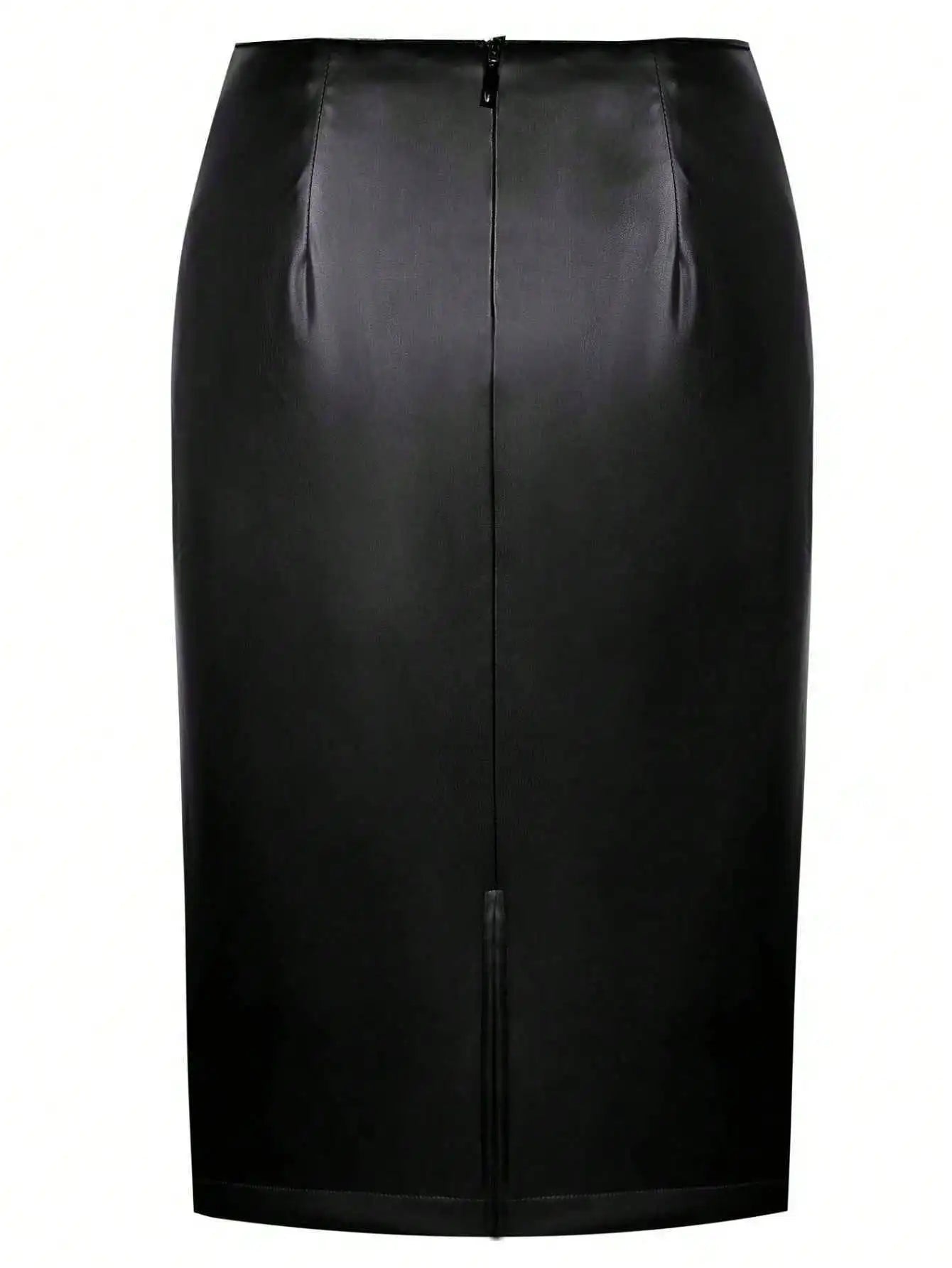 PU Leather Office Pencil Skirt