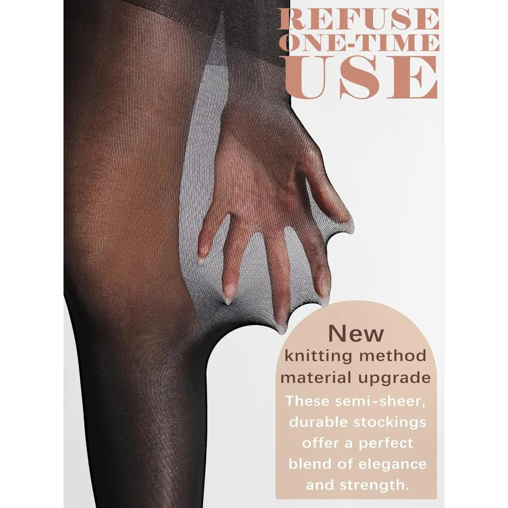 Sheer Black Control Top Tights