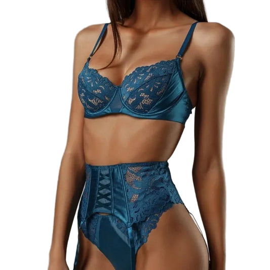 3-Piece Lace Lingerie Suit
