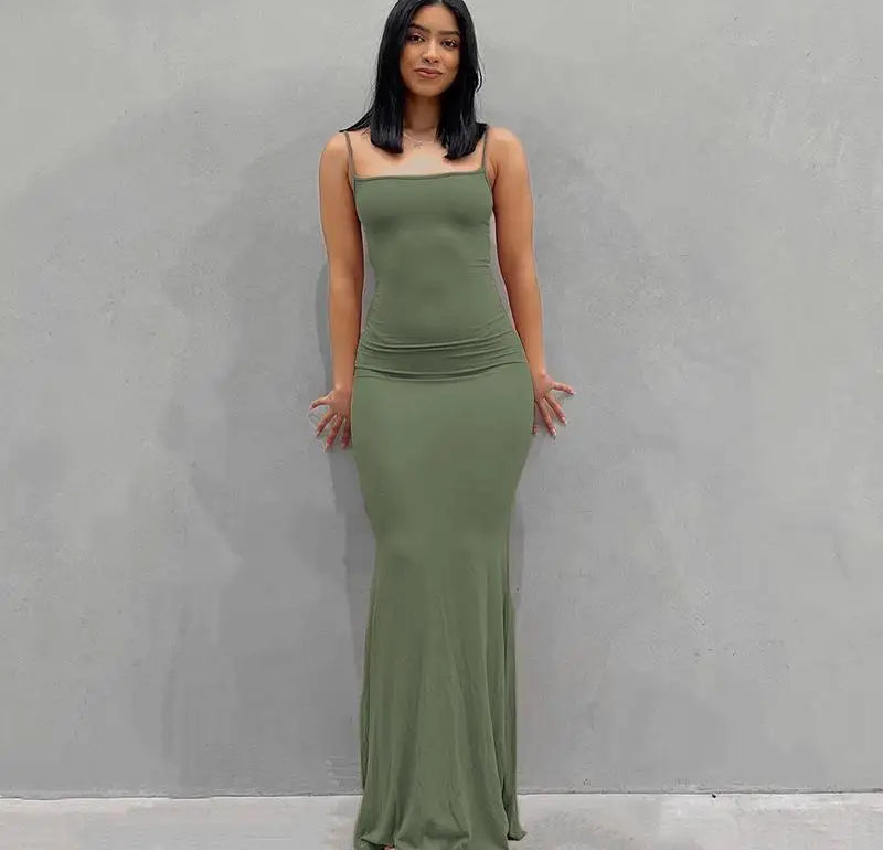 Satin Slip Backless Maxi Dress