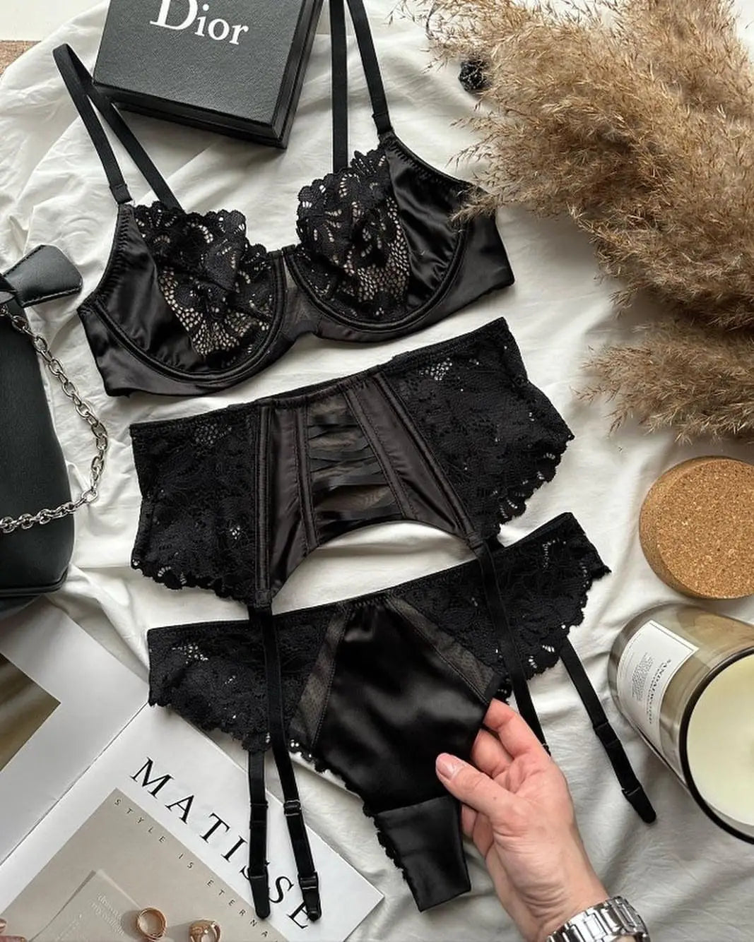 3-Piece Lace Lingerie Suit