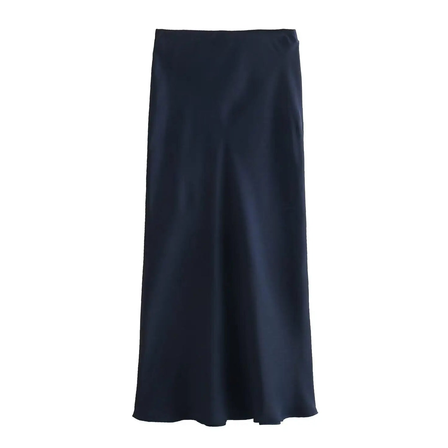 High Waist Satin Midi Skirt
