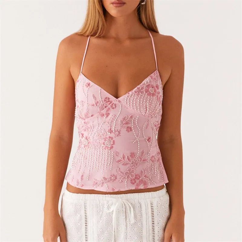 Sequin Halter Crop Top