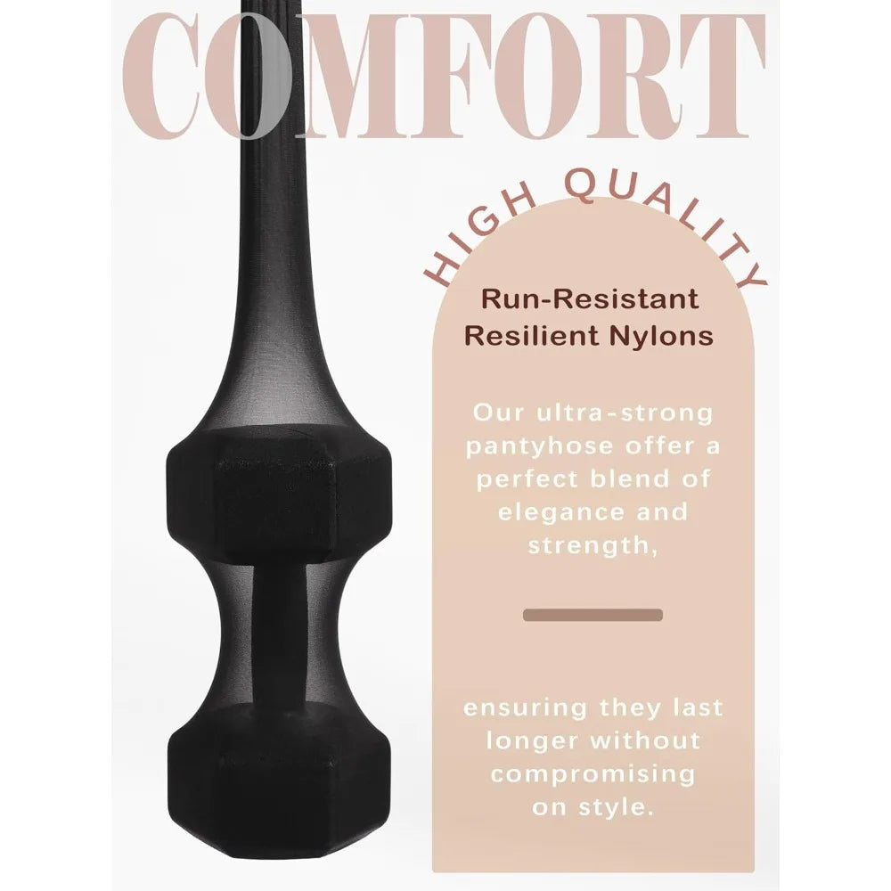 Sheer Black Control Top Tights