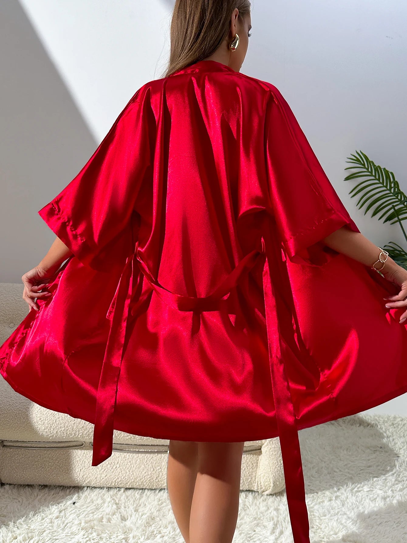 Silky Satin Robe Pajama Set