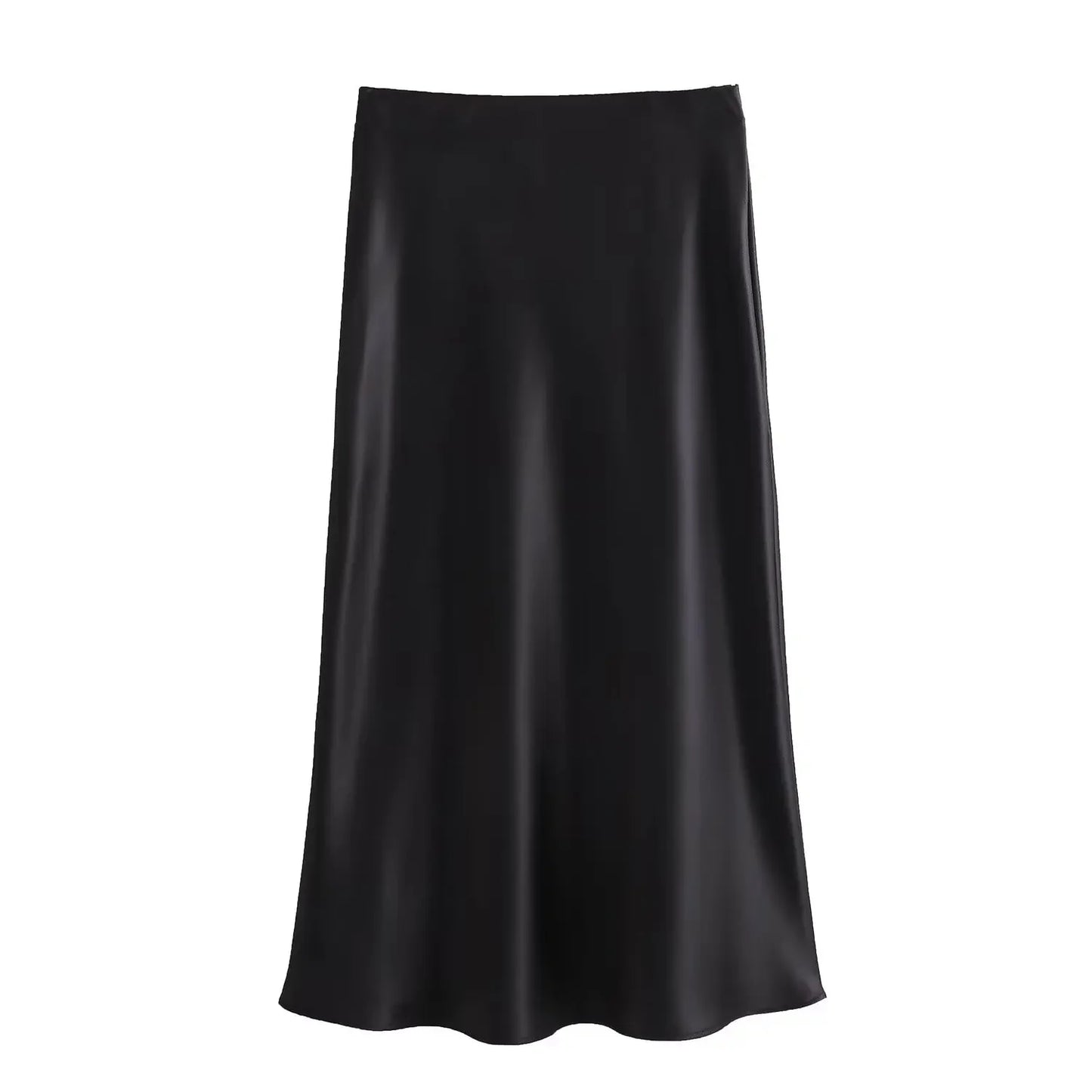 High Waist Satin Midi Skirt