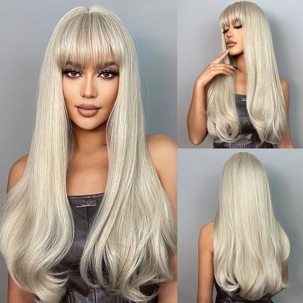 Ombre Blonde Wig with Bangs