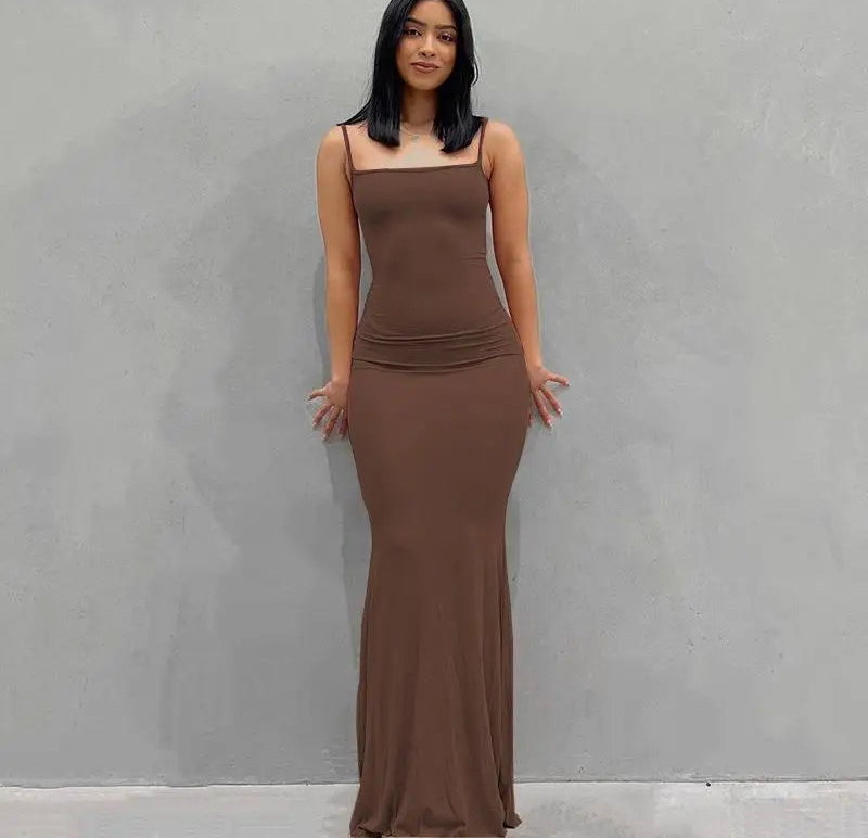 Satin Slip Backless Maxi Dress