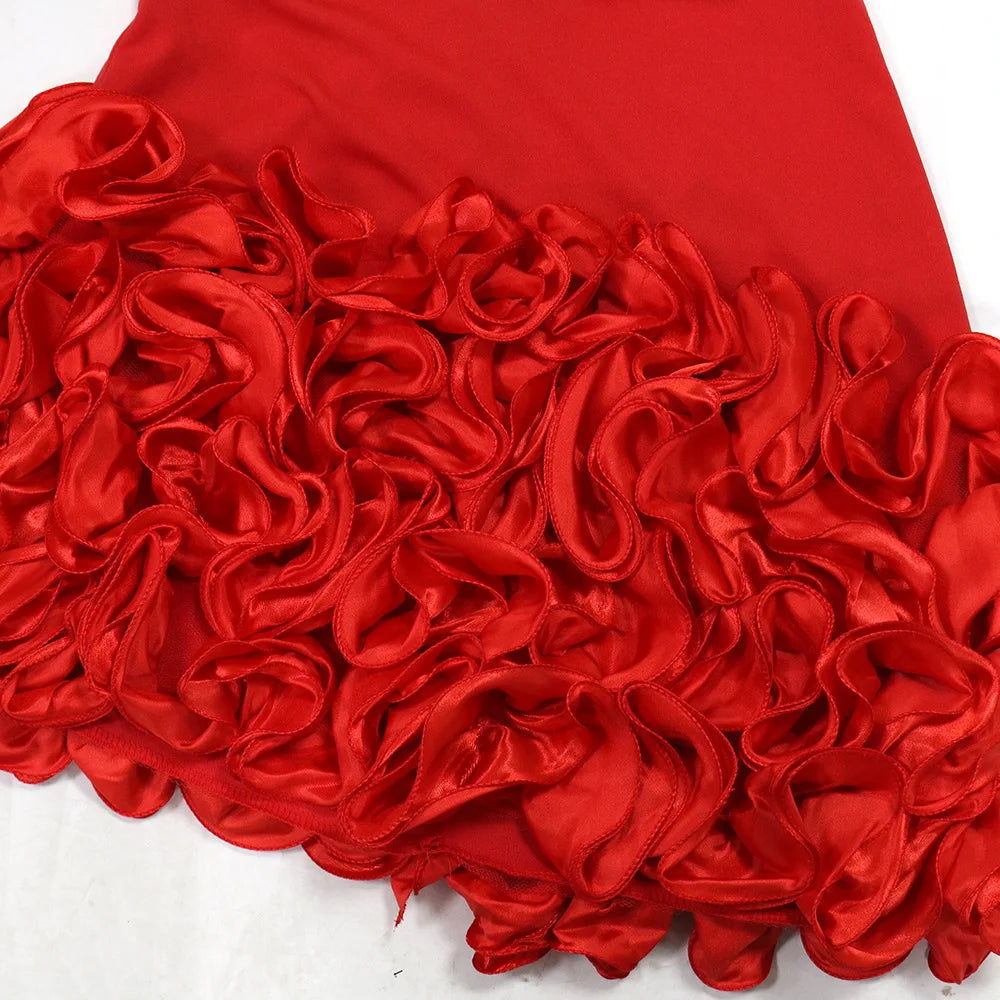 Red Ruffle Bodycon Mini Dress