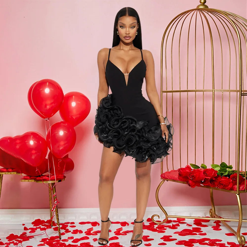 Red Ruffle Bodycon Mini Dress