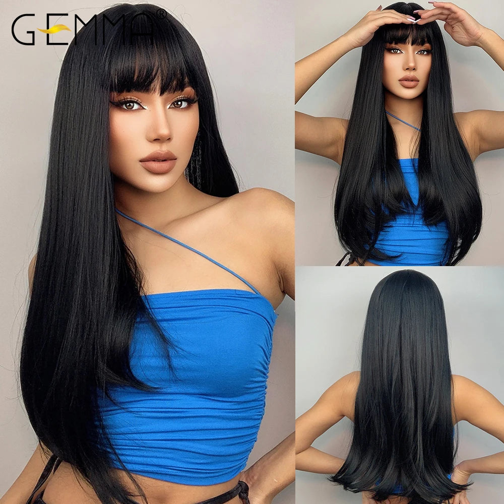 Ombre Blonde Wig with Bangs