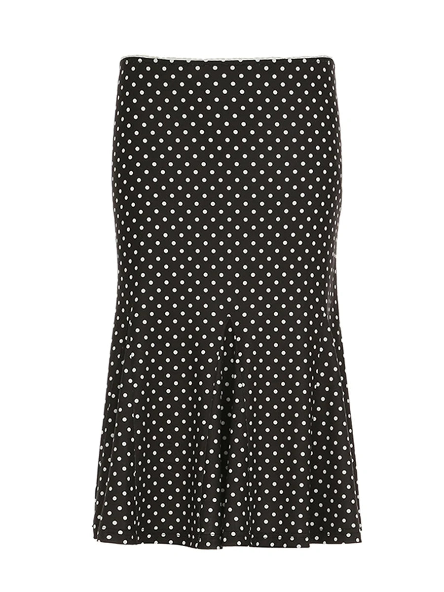 Dot Print Midi Casual Skirt
