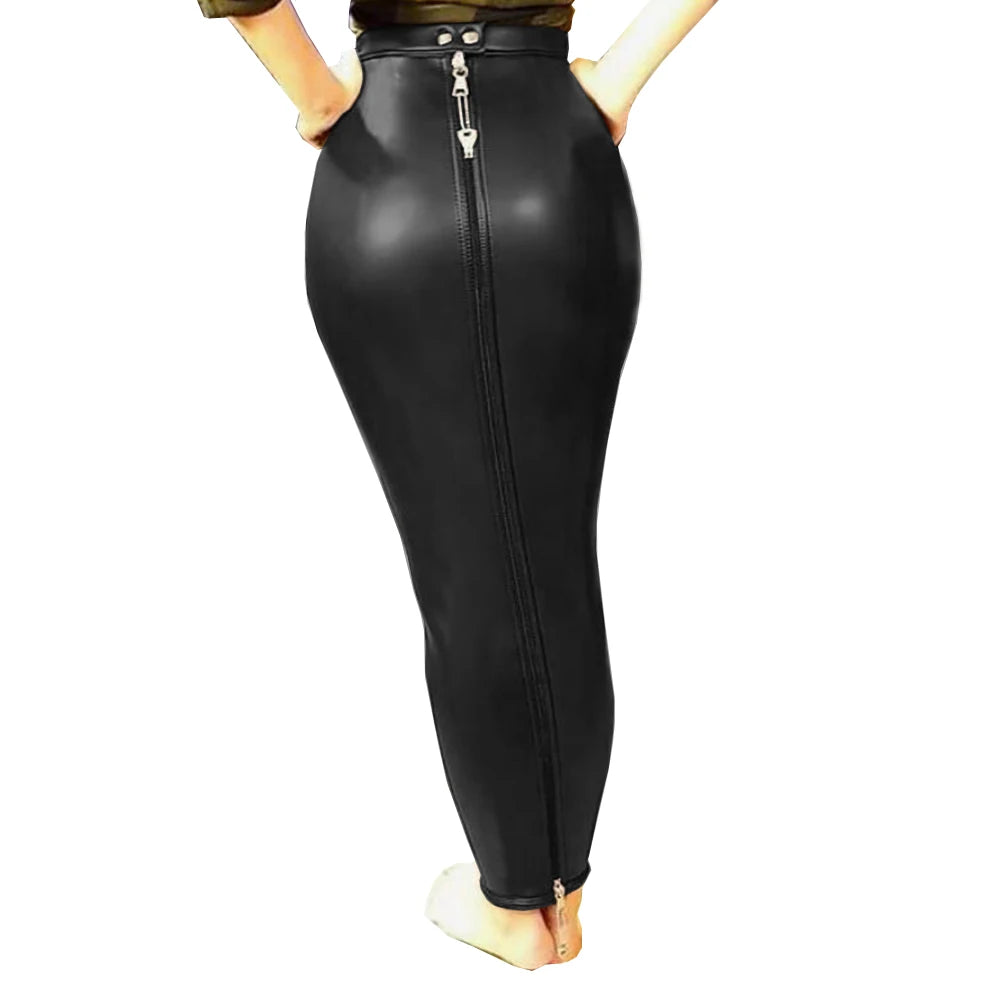 PU Leather Lockable Hobble Skirt