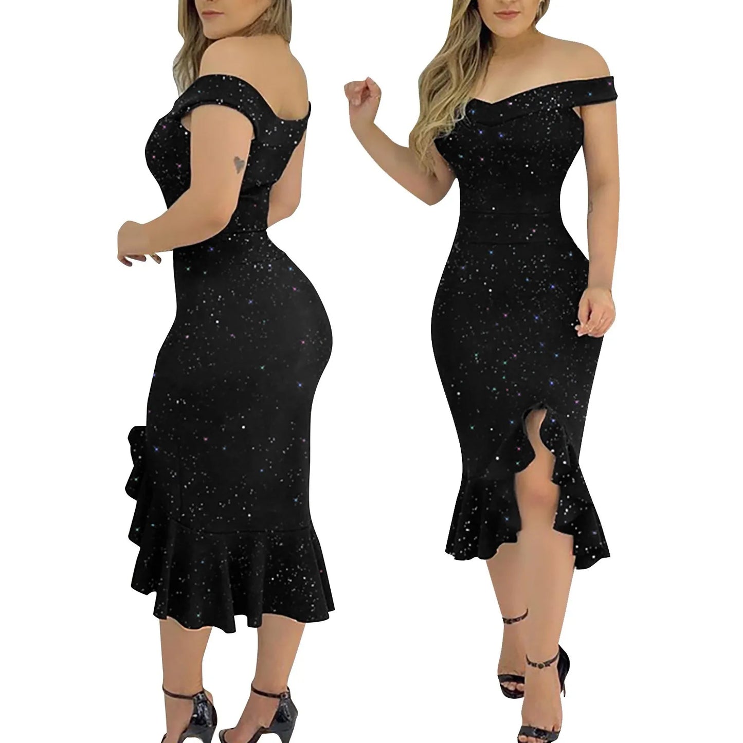 Sequin Off Shoulder Party Dress