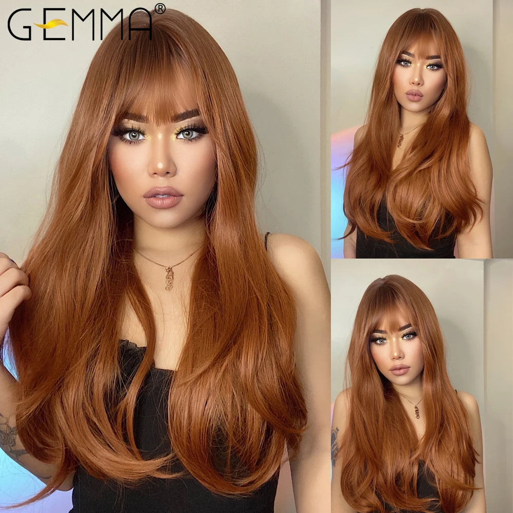 Ombre Blonde Wig with Bangs