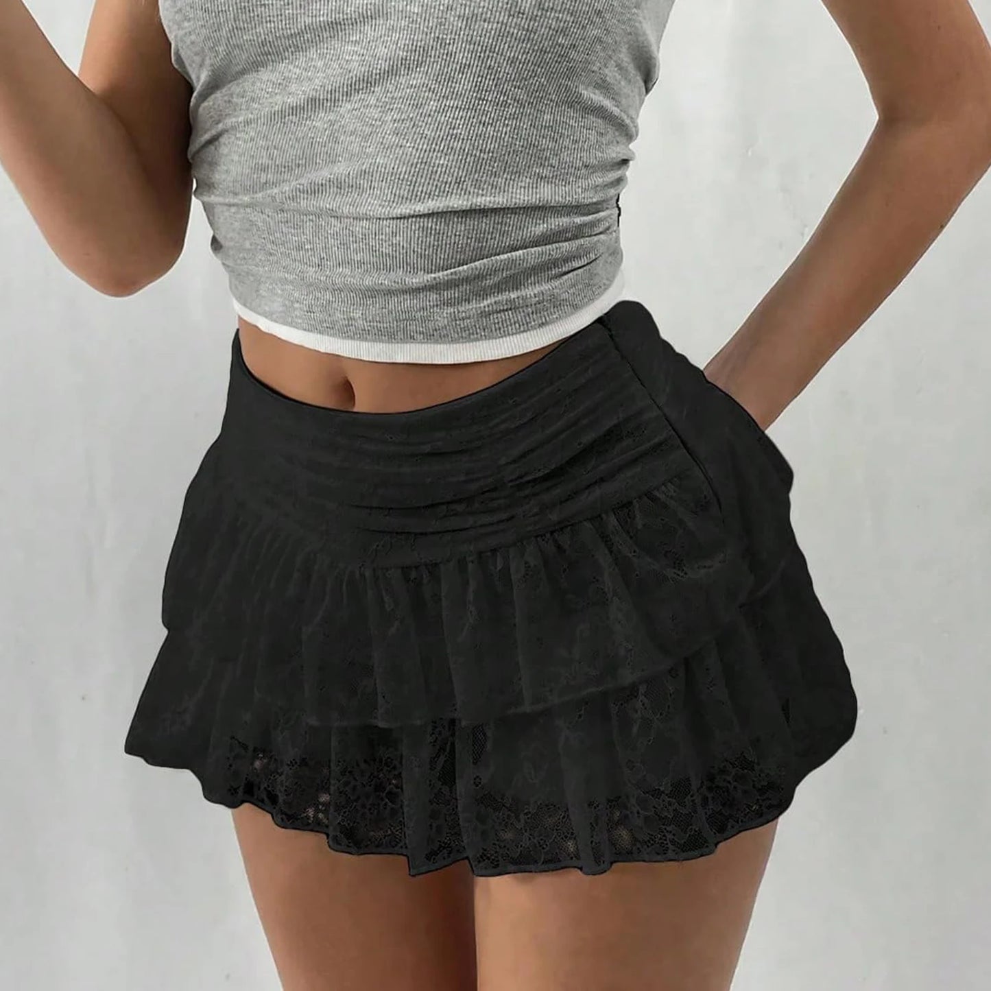 Lace Ruffle Tiered Bloomer Skirt