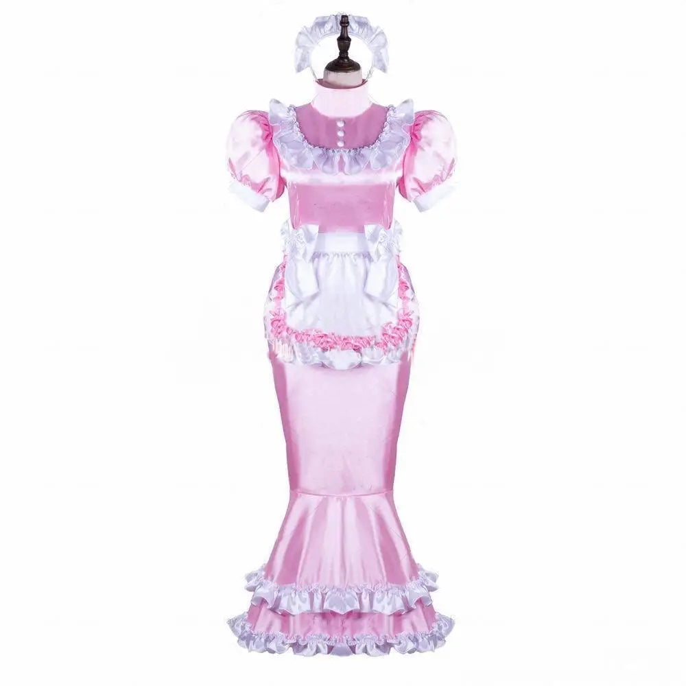 Sissy Tight Pink Maid Cosplay Robe