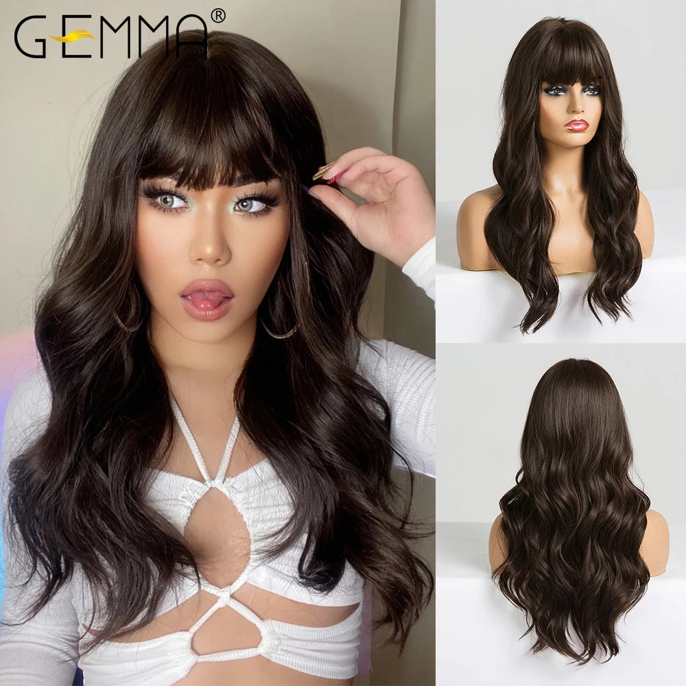 Ombre Blonde Wig with Bangs