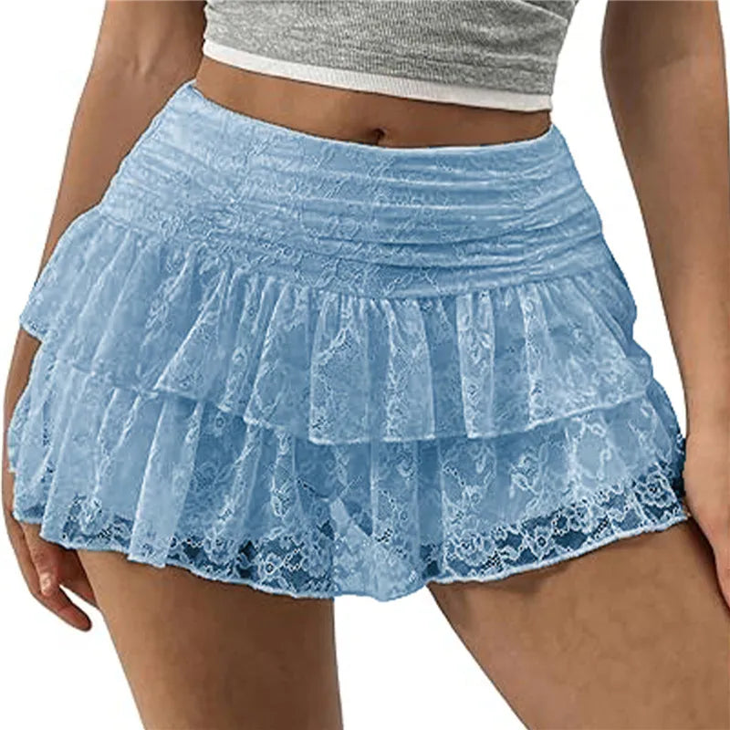 Lace Ruffle Tiered Bloomer Skirt