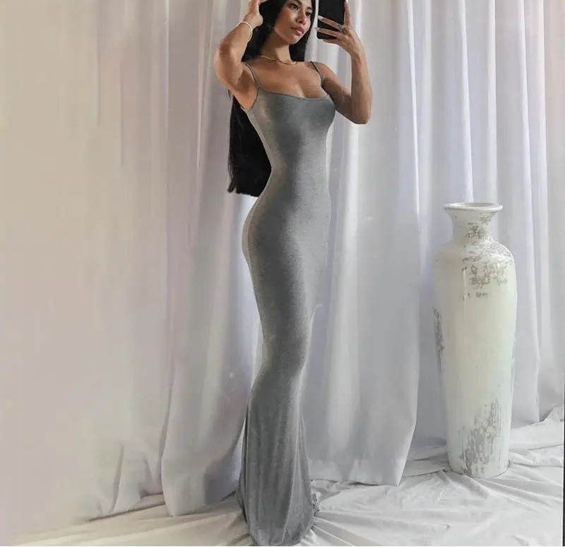 Satin Slip Backless Maxi Dress