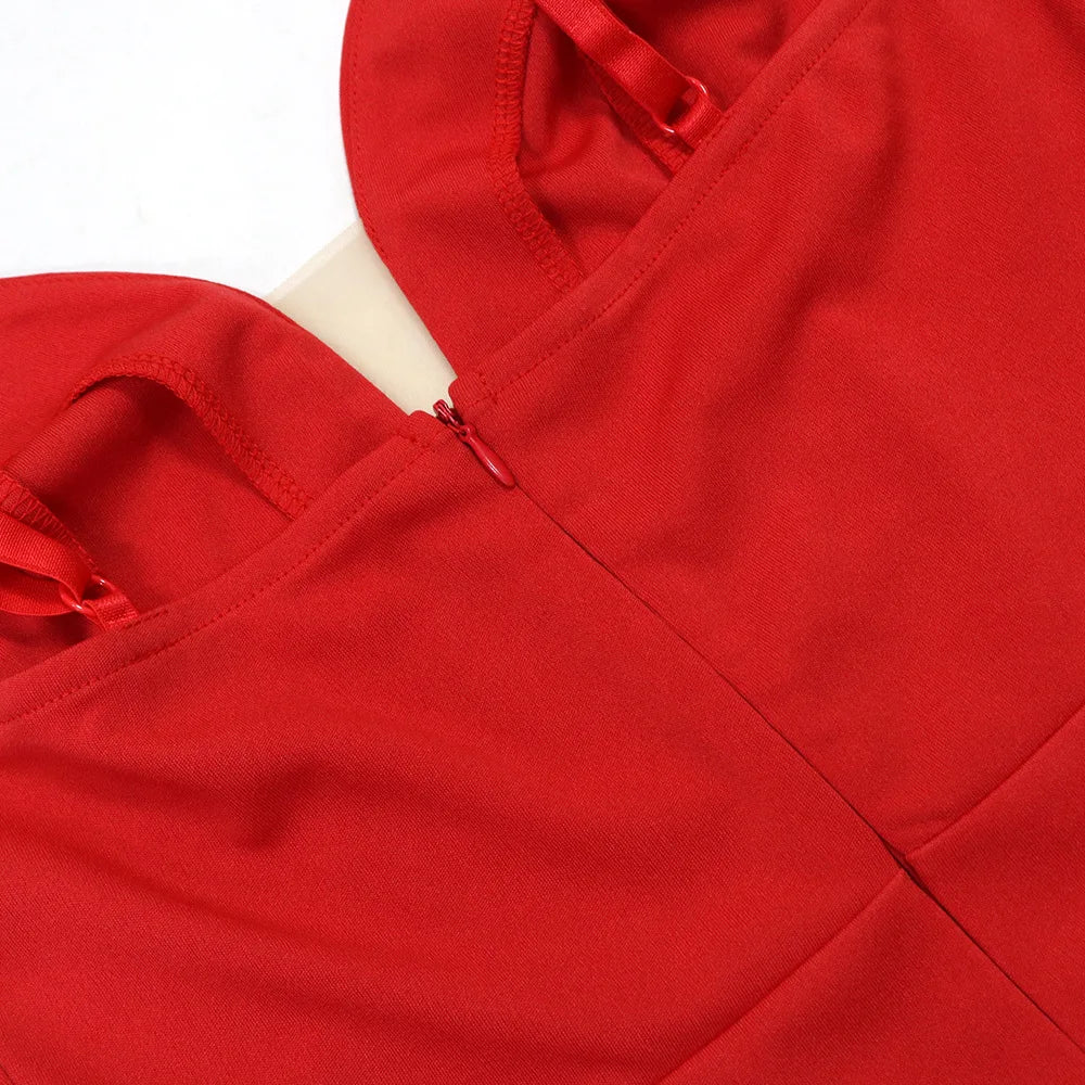 Red Ruffle Bodycon Mini Dress