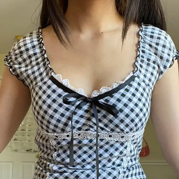 Square Neck Lace Crop Top