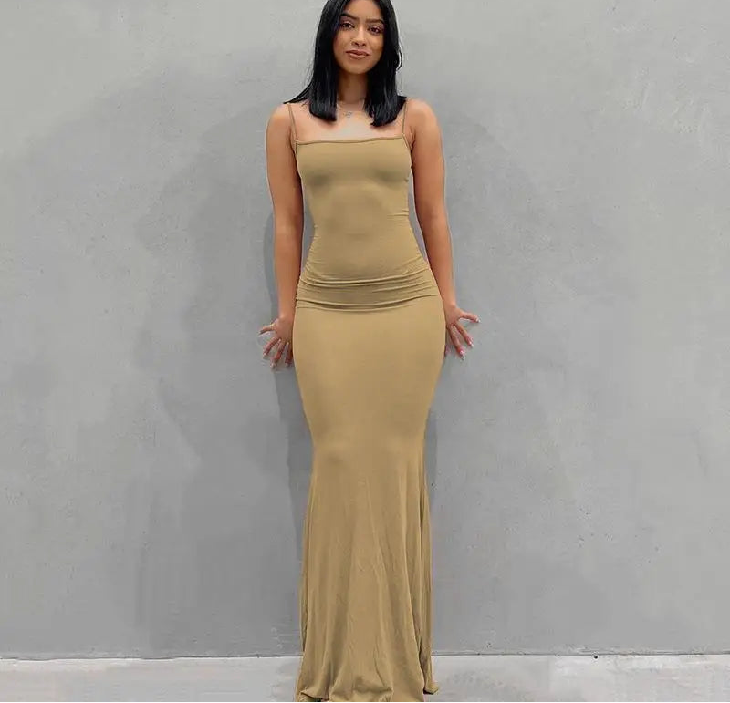 Satin Slip Backless Maxi Dress